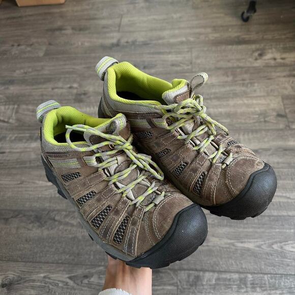 Vintage Brown Green Tactical Rubber Toe Keen Hiking Sporty Trail Shoes - Picture 3 of 8